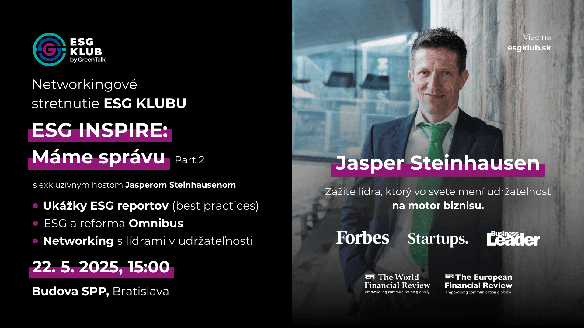 ESG INSPIRE: Máme správu! (Part 2) s exkluzívnym hosťom Jasperom Steinhausenom